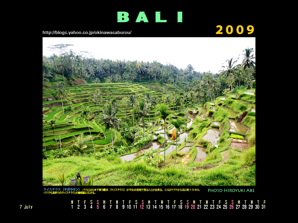 魅惑の島インドネシアバリ島 ２００９年壁紙カレンダーのページ